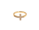 Anello Nialaya Clear CZ Cross Gold 925 - Taglia EU49-US5