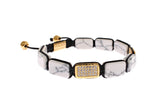 Bracciale Nialaya CZ Howlite Gold 925 - Taglia M