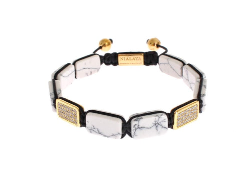 Bracciale Nialaya CZ Howlite Gold 925 - Taglia L