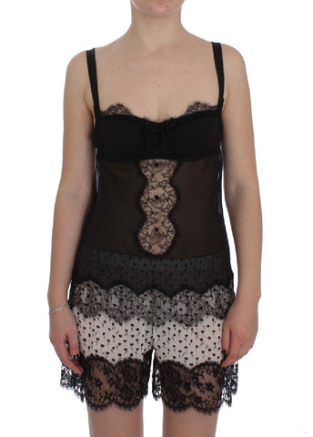 Top in pizzo floreale in seta nera Dolce & Gabbana - Taglia IT2-S