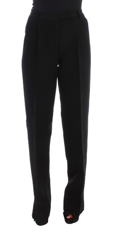 Pantaloni larghi Ermanno Scervino cotone nero a fasce larghe - IT40-S