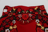 Pantaloncini con rose in cristallo di seta rosso Dolce&Gabbana-IT40-S