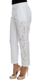 Pantalone Sicily di Dolce & Gabbana con taglio floreale bianco-IT40-S