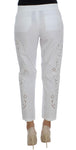 Pantalone Sicily di Dolce & Gabbana con taglio floreale bianco-IT40-S