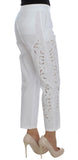 Pantalone Sicily di Dolce & Gabbana con taglio floreale bianco-IT40-S