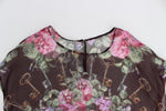 T-shirt in seta con stampa floreale chiave Dolce & Gabbana - IT40-S