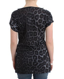 Top con scollo a V leopardo grigio Cavalli - Taglia IT46-XL