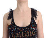 Top impreziosito di paillettes nero Galliano - Taglia XS