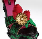 Scarpe cristallo Dolce&Gabbana verde pelle serpente di broccato-EU35-US4,5