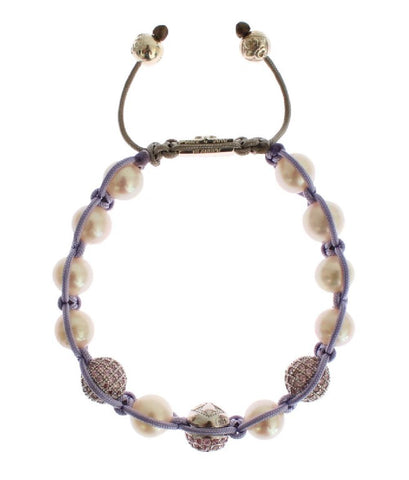 Nialaya Purple CZ Pearl Bracciale in argento 925 - Taglia S