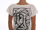 T-Shirt Stampa Cotone Motivo Elasticizzato Galliano - Taglia S