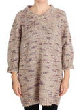 PINK MEMORIES Maglione oversize lavorato a maglia misto lana beige-IT42-M