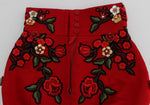 Pantaloncini Sicily Dolce & Gabbana in seta con rose rosse - IT40-S