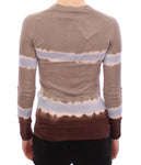 Top Pullover Cardigan in maglina di seta a righe beige Dolce&Gabbana-XS