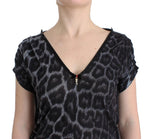 Top con scollo a V leopardato Cavalli grigio - Taglia IT44-L