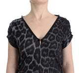 Top con scollo a V leopardato Cavalli grigio - Taglia IT44-L