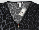 Top con scollo a V leopardato Cavalli grigio - Taglia IT44-L