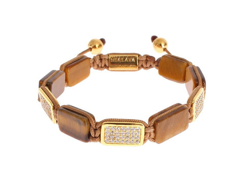 Bracciale Nialaya CZ Tiger Eye Gold 925 - Taglia M