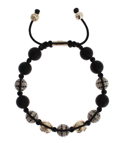 Nialaya CZ Black Matte Onyx Bracciale in argento 925 - Taglia M