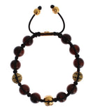 Braccialetto Nialaya CZ Red Tigers Eye Gold in argento 925 - Taglia L