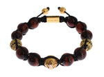 Braccialetto Nialaya CZ Red Tigers Eye Gold in argento 925 - Taglia L