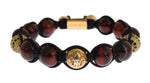 Braccialetto Nialaya CZ Red Tigers Eye Gold in argento 925 - Taglia L