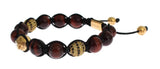 Braccialetto Nialaya CZ Red Tigers Eye Gold in argento 925 - Taglia L