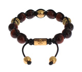 Braccialetto Nialaya CZ Red Tigers Eye Gold in argento 925 - Taglia L