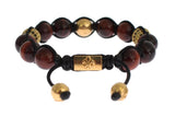 Braccialetto Nialaya CZ Red Tigers Eye Gold in argento 925 - Taglia L