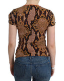 Top stampato cavalli marrone con stampa serpente - Taglia IT44-L