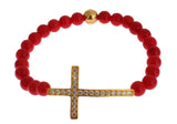 Bracciale in argento 925 con croce CZ Nialaya in oro rosso corallo - L