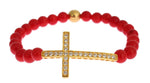 Bracciale in argento 925 con croce CZ Nialaya in oro rosso corallo - L