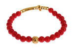 Bracciale in argento 925 con croce CZ Nialaya in oro rosso corallo - L