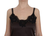 Top in pizzo elasticizzato di seta marrone Dolce & Gabbana - IT2-S