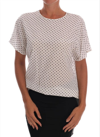 T-shirt in seta a pois bianca Dolce & Gabbana - Taglia IT40-S