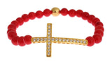 Bracciale in argento 925 con croce CZ Nialaya rossa corallo - XS