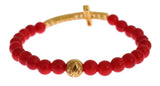 Bracciale in argento 925 con croce CZ Nialaya rossa corallo - XS