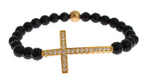 Bracciale in argento 925 con croce in oro giallo CZ Nialaya - XS