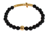 Bracciale in argento 925 con croce in oro giallo CZ Nialaya - XS