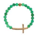 Nialaya Jade Stone Gold CZ Croce Bracciale in argento 925 - Taglia XS