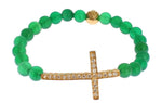 Nialaya Jade Stone Gold CZ Croce Bracciale in argento 925 - Taglia XS