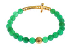 Nialaya Jade Stone Gold CZ Croce Bracciale in argento 925 - Taglia XS