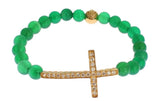 Nialaya Jade Stone Bracciale in argento 925 con croce CZ - misura M