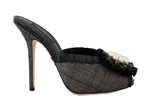 Dolce&Gabbana Sandali aperti in cristallo nero con dita aperte-EU36-US5,5