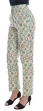 Pantaloni in broccato floreale verde beige Dolce & Gabbana - IT36-XS