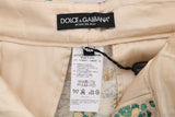 Pantaloni in broccato floreale verde beige Dolce & Gabbana - IT36-XS