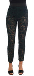 Pantaloni Leggings in pizzo floreale verde Dolce & Gabbana - IT38-XS