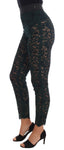 Pantaloni Leggings in pizzo floreale verde Dolce & Gabbana - IT38-XS