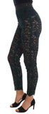 Pantaloni Leggings in pizzo floreale verde Dolce & Gabbana - IT38-XS