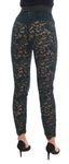 Pantaloni Leggings in pizzo floreale verde Dolce & Gabbana - IT38-XS